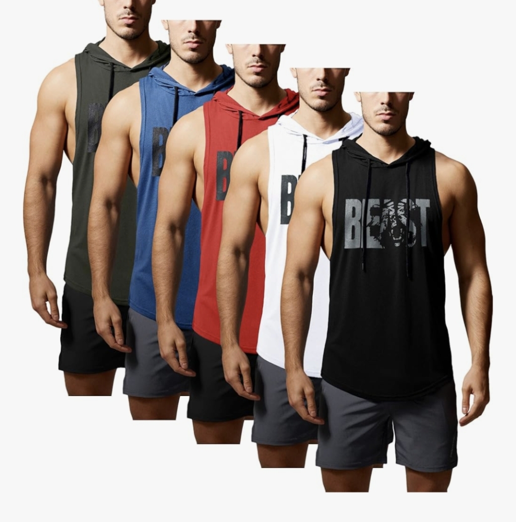 Gym Revolution Men's 5 Pack Workout Fitness Sleeveless Shirts Muscle Gym Tank Xl